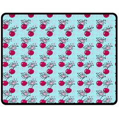 Cherries An Bats Aqua Double Sided Fleece Blanket (medium)  by snowwhitegirl