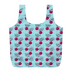 Cherries An Bats Aqua Full Print Recycle Bag (l) by snowwhitegirl