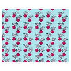 Cherries An Bats Aqua Double Sided Flano Blanket (medium)  by snowwhitegirl