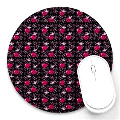 Cherries An Bats Black Round Mousepads by snowwhitegirl