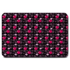 Cherries An Bats Black Large Doormat  by snowwhitegirl