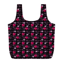 Cherries An Bats Black Full Print Recycle Bag (l) by snowwhitegirl