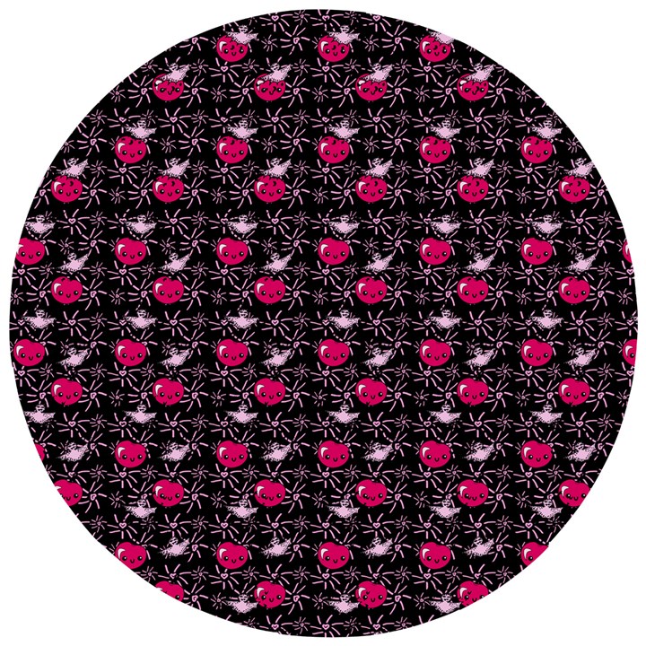 Cherries An Bats Black Wooden Puzzle Round