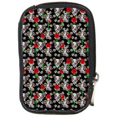 Heart Skeleton Face Pattern Black Compact Camera Leather Case by snowwhitegirl