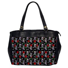 Heart Skeleton Face Pattern Black Oversize Office Handbag