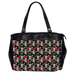 Heart Skeleton Face Pattern Black Oversize Office Handbag (2 Sides) by snowwhitegirl