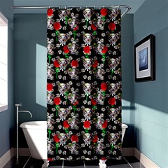 Heart Skeleton Face Pattern Black Shower Curtain 36  X 72  (stall)  by snowwhitegirl