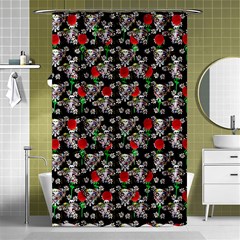 Heart Skeleton Face Pattern Black Shower Curtain 48  X 72  (small)  by snowwhitegirl