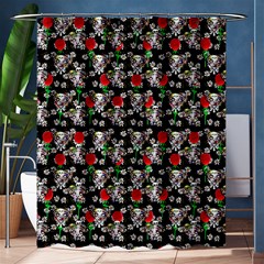 Heart Skeleton Face Pattern Black Shower Curtain 60  X 72  (medium)  by snowwhitegirl