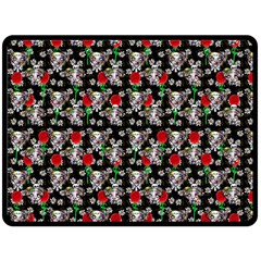 Heart Skeleton Face Pattern Black Double Sided Fleece Blanket (large)  by snowwhitegirl