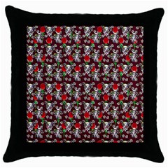 Heart Skeleton Face Pattern Burgundy Throw Pillow Case (black) by snowwhitegirl