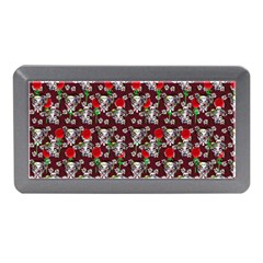 Heart Skeleton Face Pattern Burgundy Memory Card Reader (mini) by snowwhitegirl