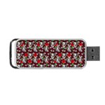 Heart Skeleton Face Pattern Burgundy Portable USB Flash (Two Sides) Back