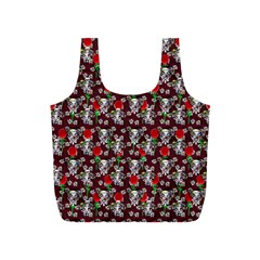 Heart Skeleton Face Pattern Burgundy Full Print Recycle Bag (s) by snowwhitegirl