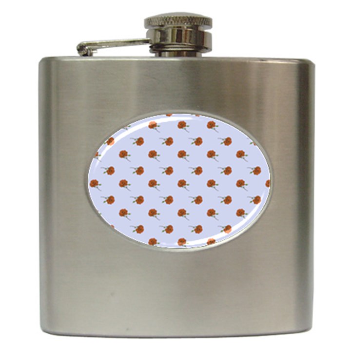 Peach Rose Blue Hip Flask (6 oz)