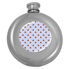 Peach Rose Blue Round Hip Flask (5 Oz) by snowwhitegirl