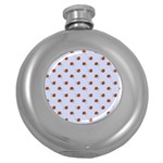 Peach Rose Blue Round Hip Flask (5 oz) Front