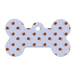 Peach Rose Blue Dog Tag Bone (One Side) Front