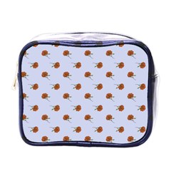 Peach Rose Blue Mini Toiletries Bag (one Side) by snowwhitegirl