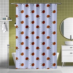 Peach Rose Blue Shower Curtain 48  X 72  (small)  by snowwhitegirl