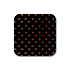 Peach Rose Black Rubber Square Coaster (4 Pack)  by snowwhitegirl