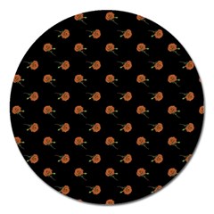 Peach Rose Black Magnet 5  (round) by snowwhitegirl