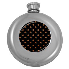 Peach Rose Black Round Hip Flask (5 Oz) by snowwhitegirl