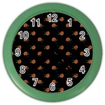 Peach Rose Black Color Wall Clock Front