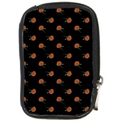 Peach Rose Black Compact Camera Leather Case by snowwhitegirl