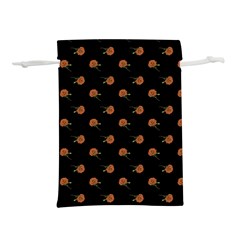 Peach Rose Black Lightweight Drawstring Pouch (l) by snowwhitegirl