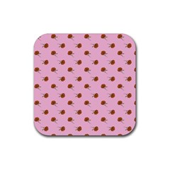 Peach Rose Pink Rubber Coaster (square)  by snowwhitegirl