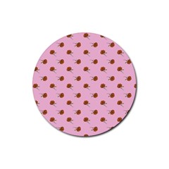 Peach Rose Pink Rubber Coaster (round)  by snowwhitegirl