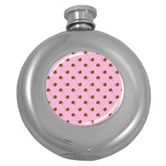 Peach Rose Pink Round Hip Flask (5 Oz) by snowwhitegirl