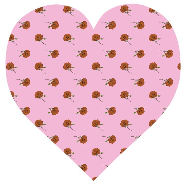 Peach Rose Pink Wooden Puzzle Heart