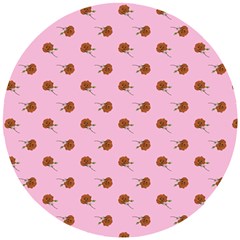 Peach Rose Pink Wooden Puzzle Round