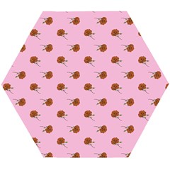 Peach Rose Pink Wooden Puzzle Hexagon