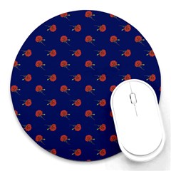 Red Rose Blue Round Mousepads by snowwhitegirl