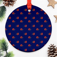 Red Rose Blue Ornament (round) by snowwhitegirl