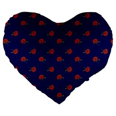 Red Rose Blue Large 19  Premium Heart Shape Cushions by snowwhitegirl