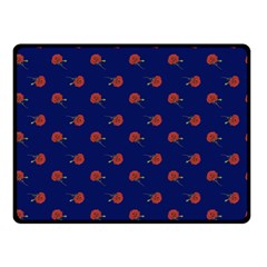 Red Rose Blue Double Sided Fleece Blanket (small) 