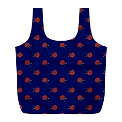 Red Rose Blue Full Print Recycle Bag (l) by snowwhitegirl