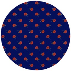 Red Rose Blue Wooden Puzzle Round