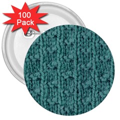 Knitted Wool Blue 3  Buttons (100 Pack)  by snowwhitegirl