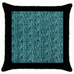 Knitted Wool Blue Throw Pillow Case (black) by snowwhitegirl