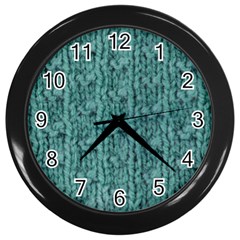 Knitted Wool Blue Wall Clock (black) by snowwhitegirl