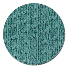 Knitted Wool Blue Magnet 5  (round) by snowwhitegirl