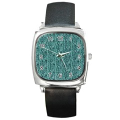 Knitted Wool Blue Square Metal Watch by snowwhitegirl