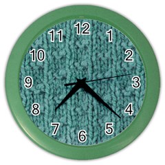 Knitted Wool Blue Color Wall Clock by snowwhitegirl