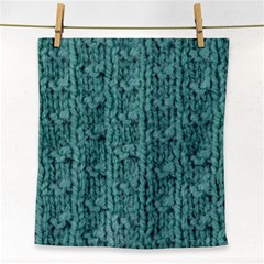 Knitted Wool Blue Face Towel by snowwhitegirl