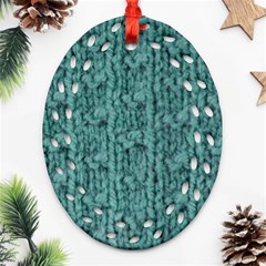 Knitted Wool Blue Oval Filigree Ornament (two Sides) by snowwhitegirl